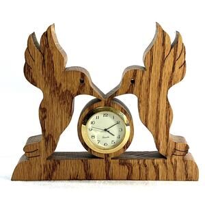 Hand Crafted Wood Analog Doves Desk Clock Country Woodcrafts Paradise CA
